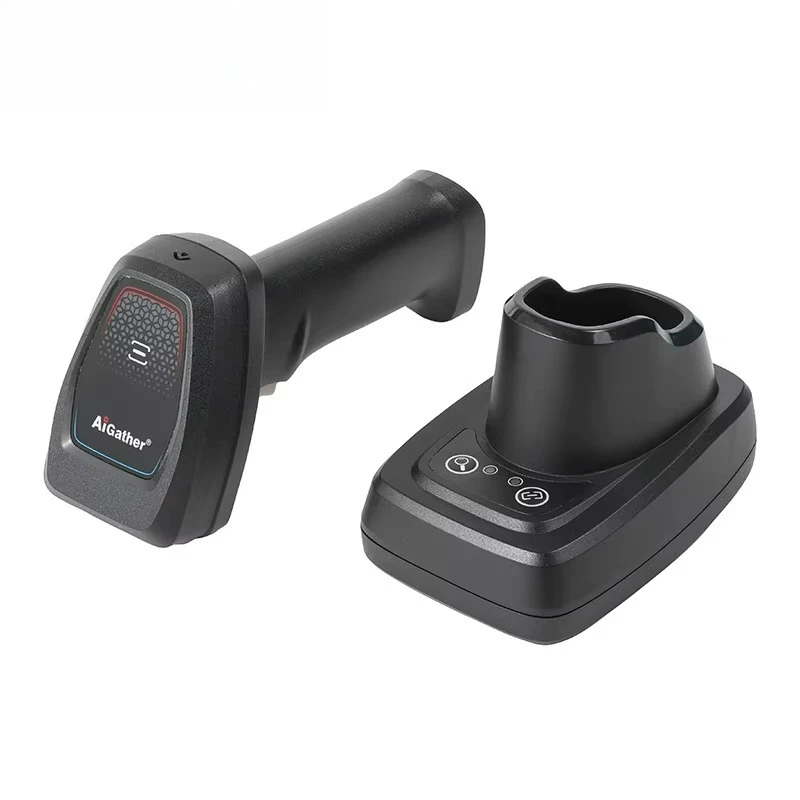 New Arrival 2.4GHz Wireless 1D 2D Portable Qr Code Barcode Scanner with Removable Battery Charging Base for Warehouse Inventory