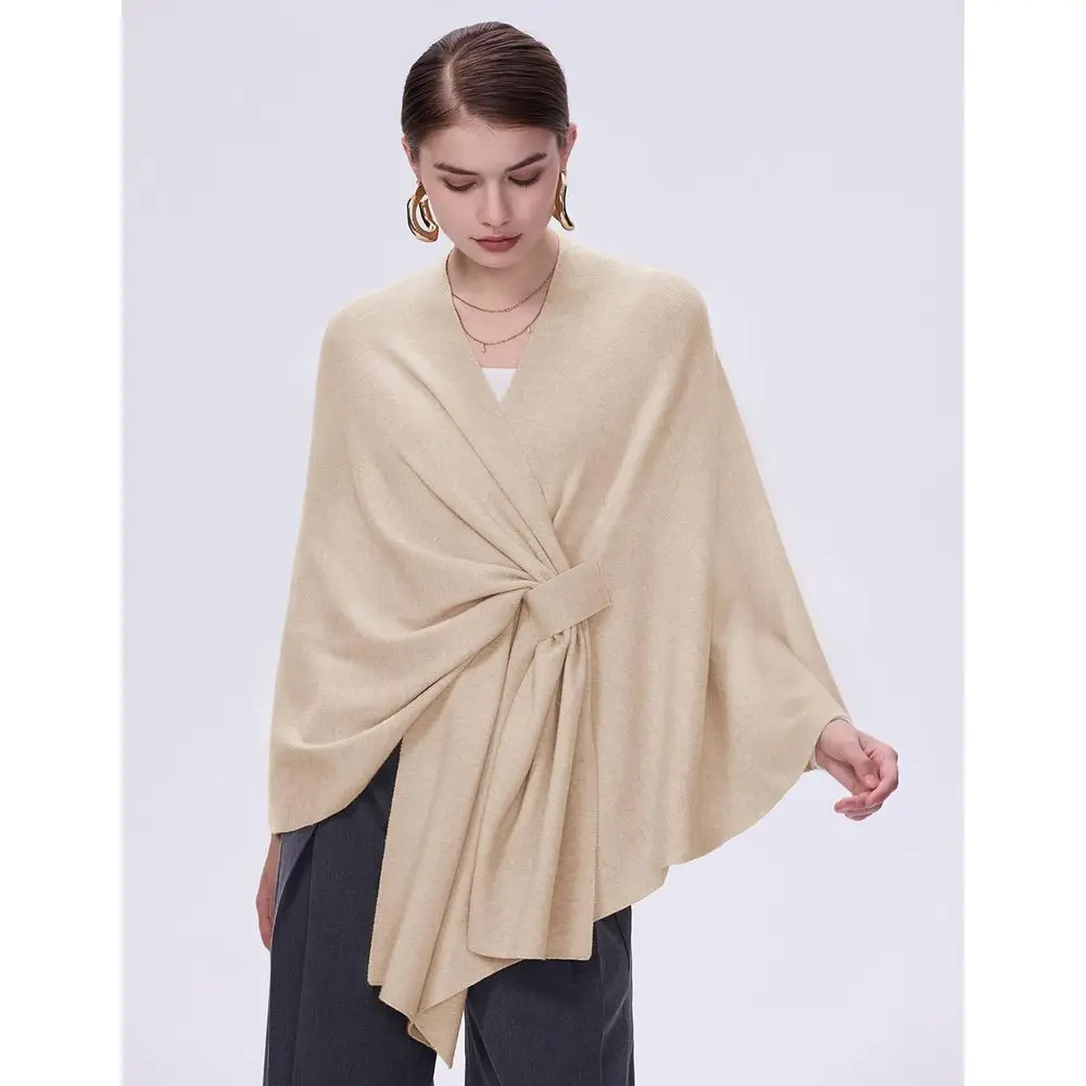 여성을 위한 우아한 대형 크로스 프론트 판초 스웨터 - 결혼식, 여행 및 사계절을 위한 따뜻한 숄 케이프