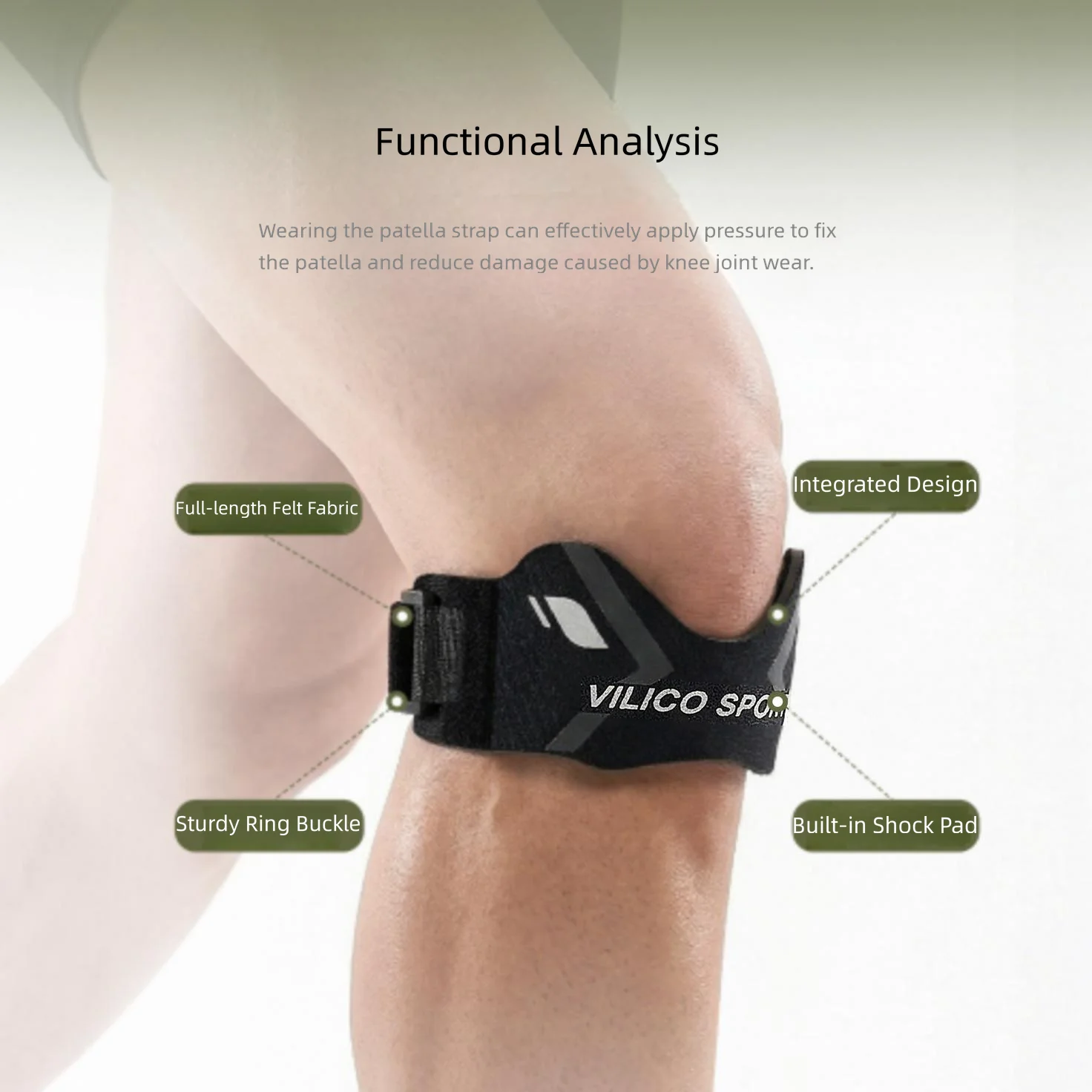 1 Stück Patella-Knieband zur Schmerzlinderung, Knieunterstützung, Patella-Stabilisator, Ergonomische Sehnenbandage – Detail 4