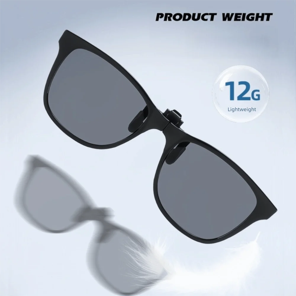 Vintage Square Clip On Sunglasses Ultra Light Flip Up Anti Blue Light Glasses foldable Anti Glare Competitive Games Goggles