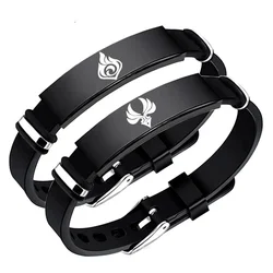 Genshin Impact Bracelet Eye of God Vision Water Wind Thunder Fire Rock Ice Element Stainless Steel Bangle Silicagel Jewelry Gift