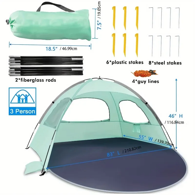 Outdoor camping party portable multi-person sunshade beach casual sun protection breathable beach tent 2-4 Persons