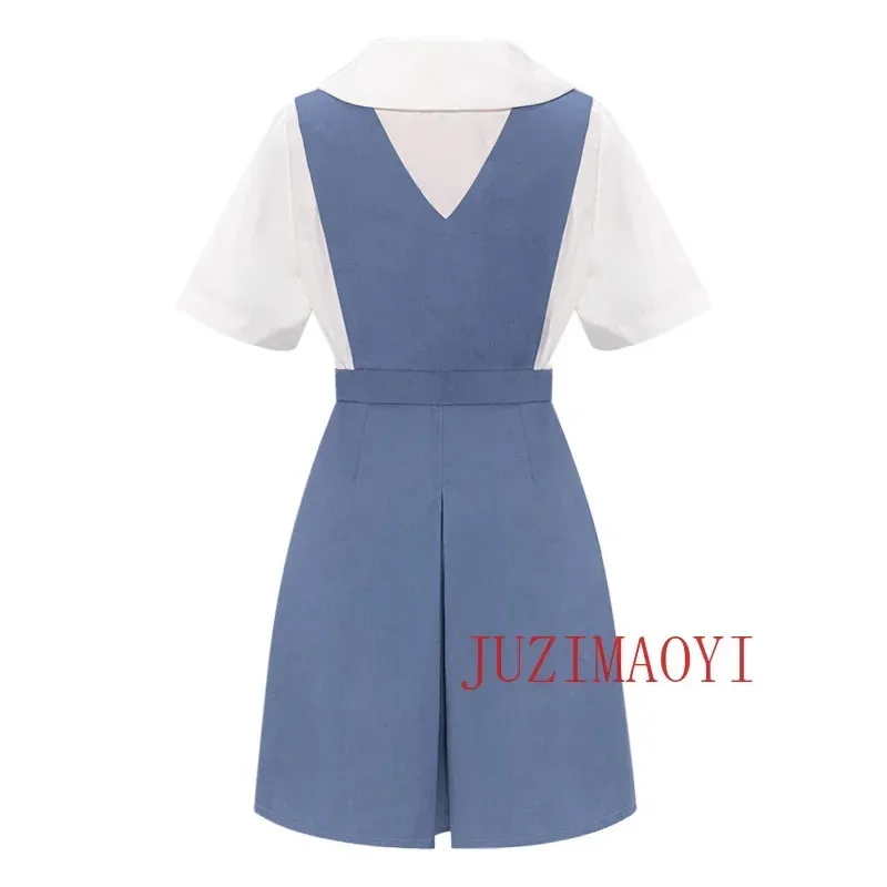 25COSRei 아야나미 코스프레 의상 아스카 랭글리 소류 코스프레 여성 교복 드레스 가발 헤어 클립 할로윈 Loli Clothin