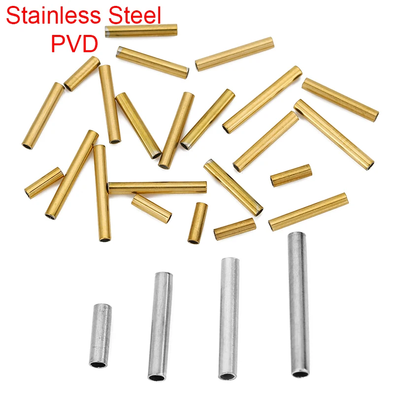 50pcs Stainless Steel Tube Spacer Beads 5mm 9mm 10mm 12mm PVD Never Fade Necklace Beads For Diy Bracelet Findings Jewelry Making