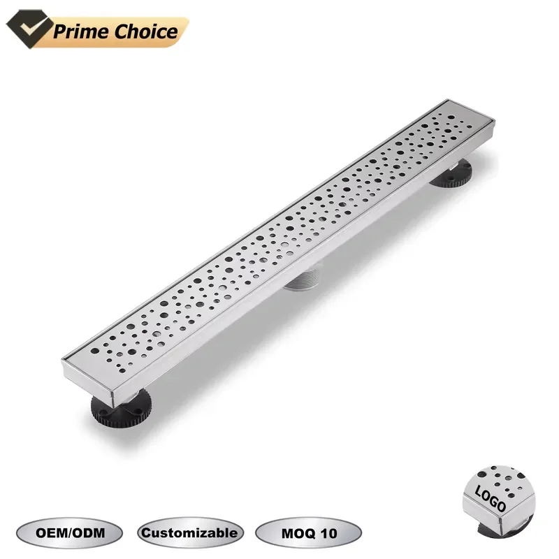 for Custom V-Design SUS304 Stainless Steel Shower Drain Modern Linear Floor Drain Easy Cleaning Hair Collector for Bathroom