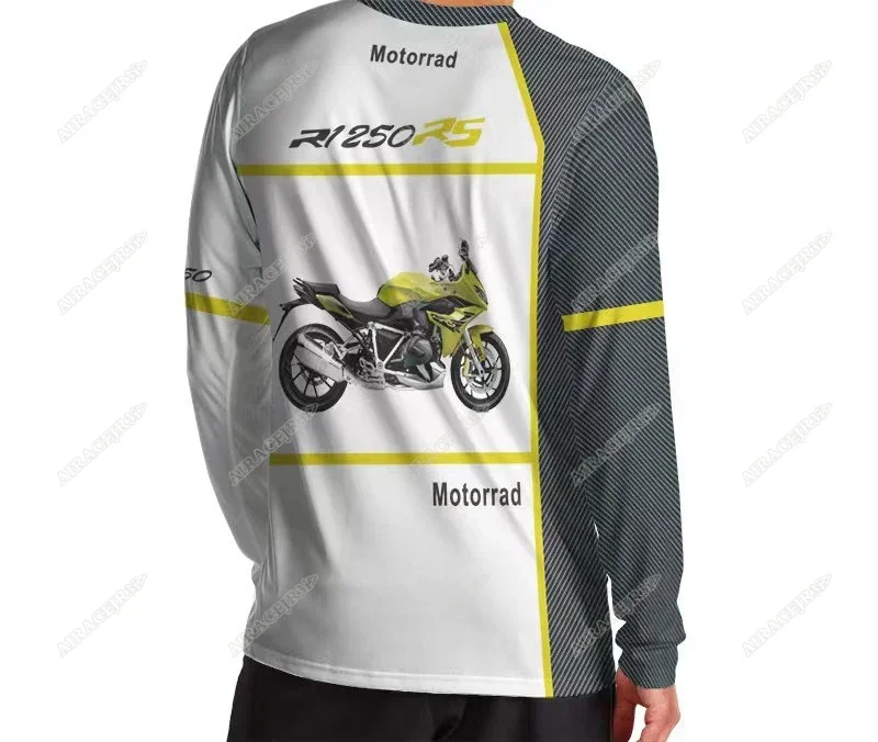 For BMW R1250 RS Motorrad ADVENTURE Sports Racing Team Motorcycle Riding Summer Anti-UV Long sleeves T-shirt Men's Jerseys