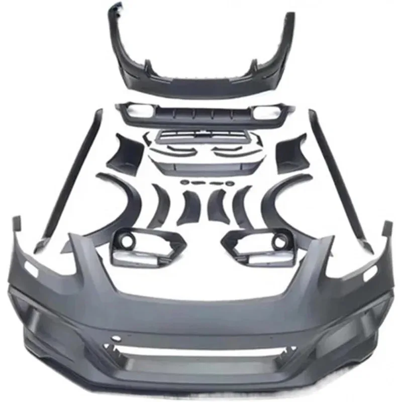 For Wide Style Unpainted FRP Material Car Body Kit Front Bumper Lip Side Skirts Fender Flares Compatible for Porsche Pa
