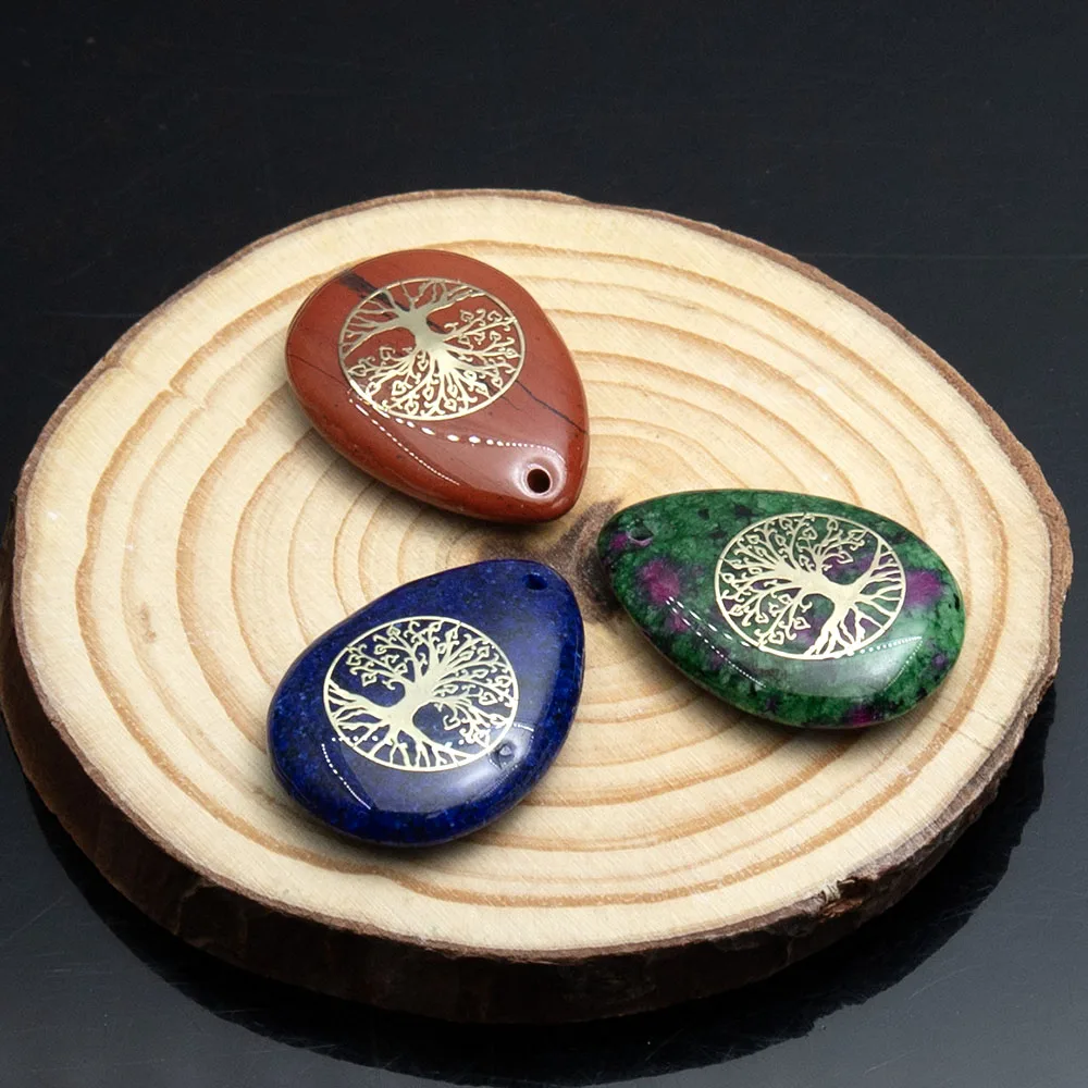 1 قطعة 25x35 مللي متر الحجر الطبيعي قلادة قطرة الماء شكل روز كوارتز الجمشت الريكي شفاء قلادة النساء عقد دي اي واي اكسسوارات