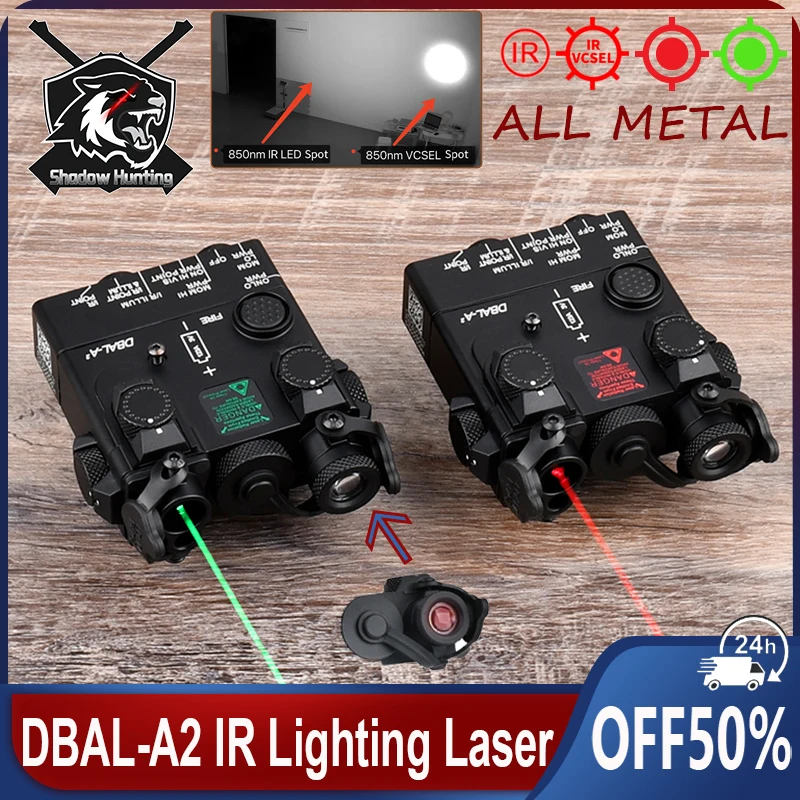 Tactical DBAL-A2 Red Green Dot IR Sight Hight Power IR Lighting Version WADSN Metal DBAL IR Strobe Scout Flashlight Fit20MM Rail