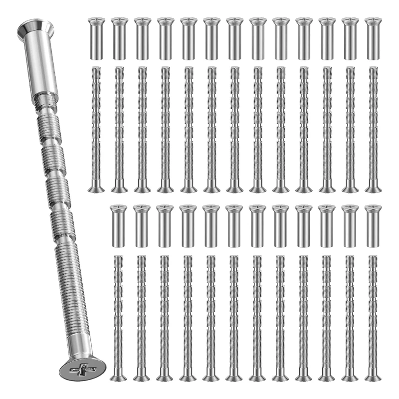 50 Pcs/set 4mm Door Handle Screws set Door Handle Bolt Through Fixings for Door Handle Roses Knobs Door Lock & Escutcheons