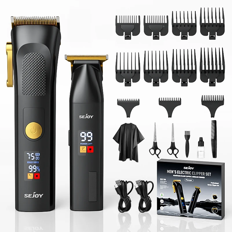 Sejoy Professional Electric hair clippers Kits Adjust Speeds Rechargeable Hair Trimmers for Men Cordless Hair Cut Machine