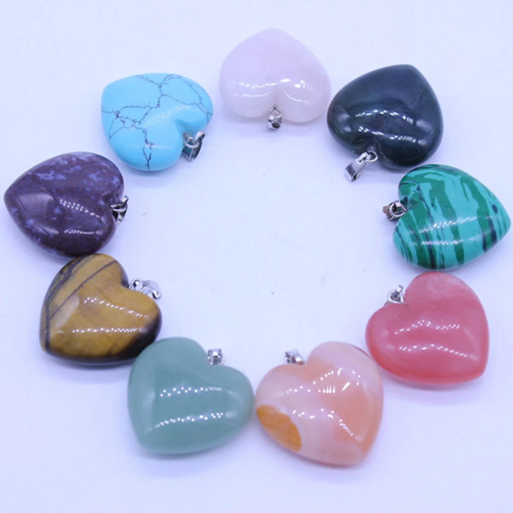 

20 Pcs Heart Pendant Heart-shaped Necklace Accessories Natural Stone Hangings Gem Pendants Charm