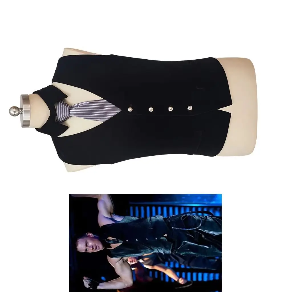 

Movie Magic Mike Cosplay Costume Sexy Men Black Vest Tie Suit Nightclub Waistcoat Halloween Party Dancing Show Outfits