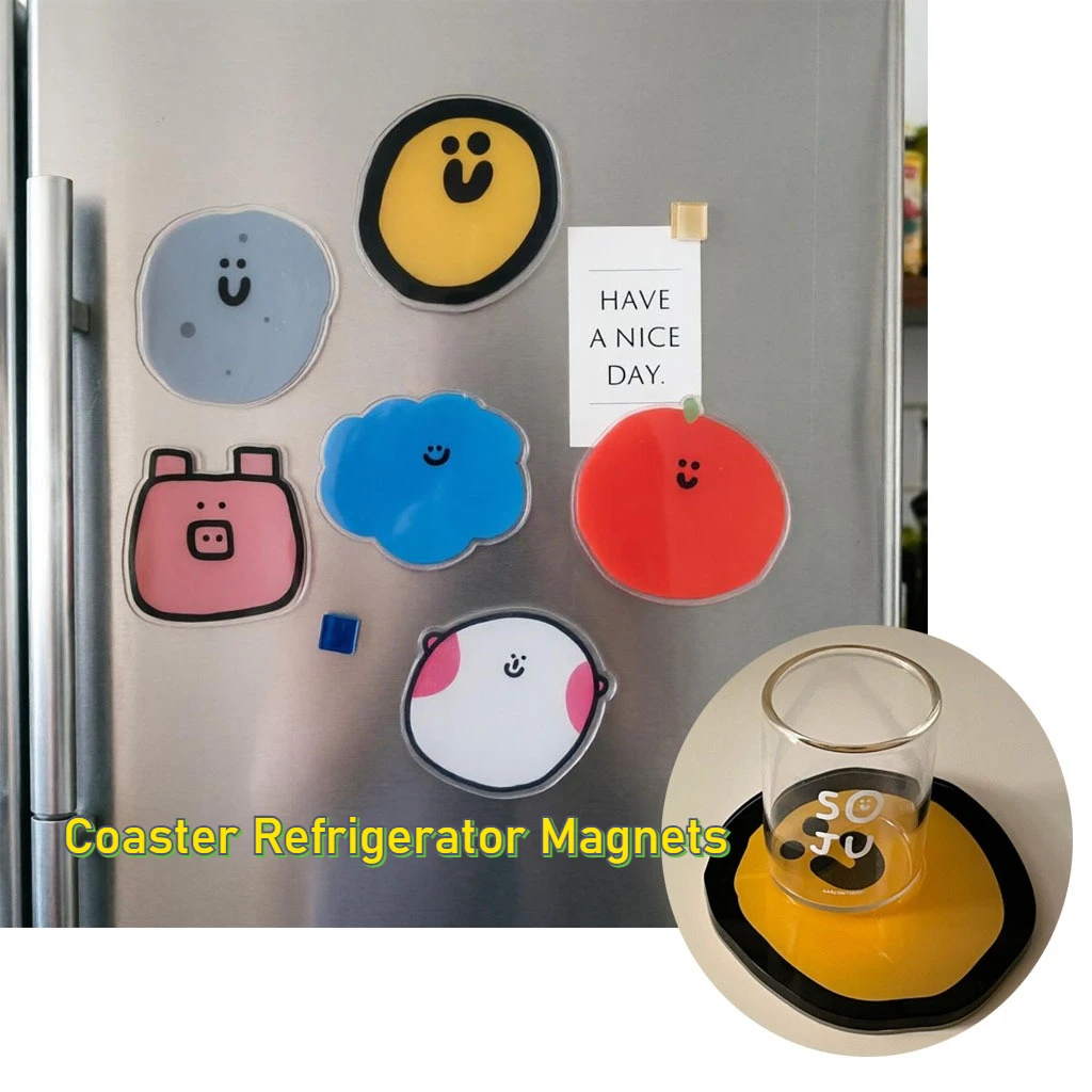 

2pc Creative Cute Cartoon Acrylic Coaster Refrigerator Magnets Funny Fridge Whiteboard Magnet