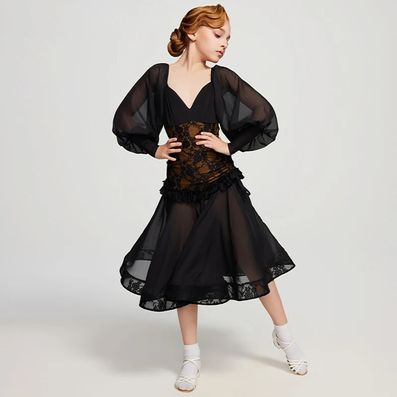 Waltz Ballroom Dans Professionele Jurken Meisjes Latin Danswedstrijd Jurk Kinderwedstrijd Danskostuum SL12612