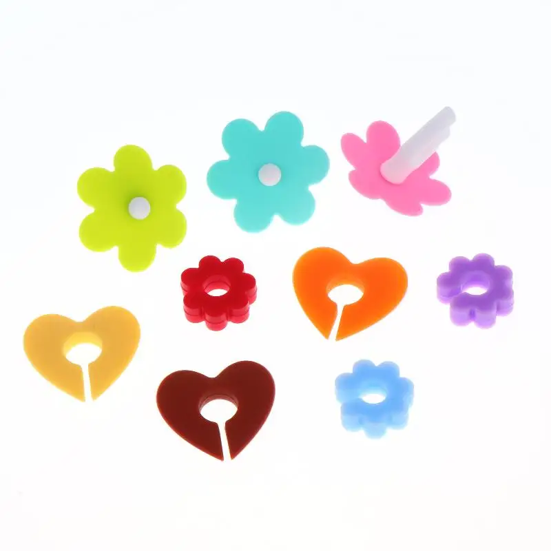 12Pcs Silicone Wine Glass Markers Heart & Flower Design Juice Champagne Cup Goblet Labels Mug Tags for Bar Wedding Party