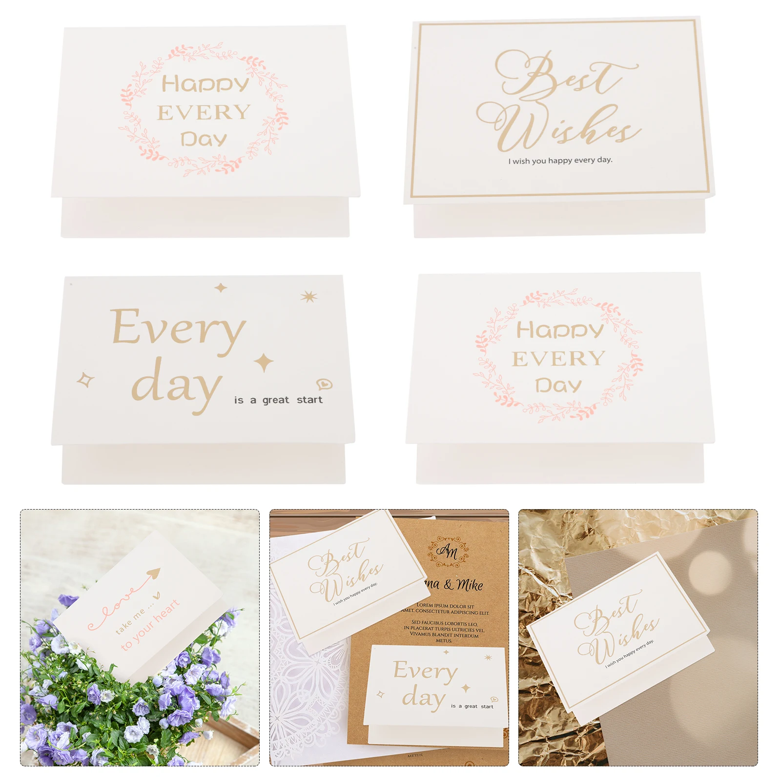 

40 pcs Greeting Cards Paper Blessing Cards Smooth Writing New Year Birthday Mother's Day Festival Thanksgiving Bulk