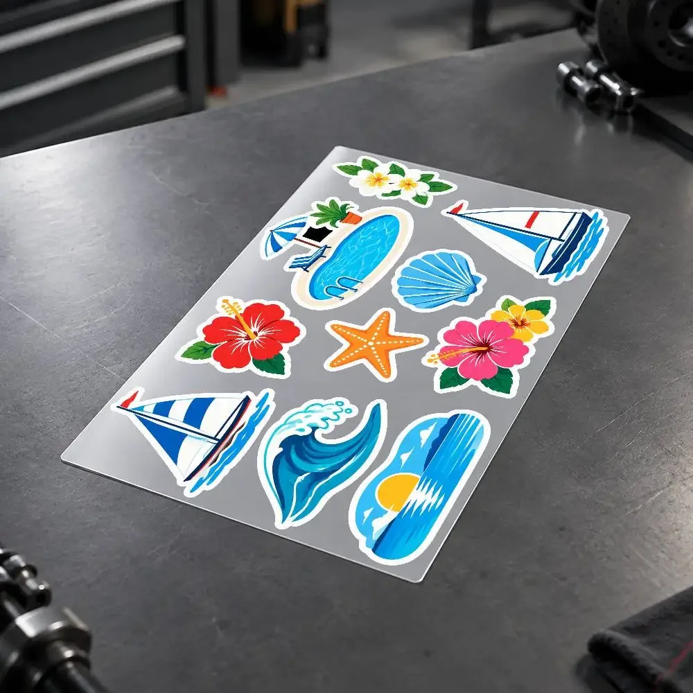 S-Sailboat S-Swimming P-Pool O-Ocean F-Floral M-Minimalist A-Art Motorcycle Sticker Set Reflective Decals For Helmet Fuel Tank