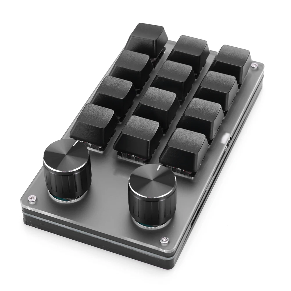 12 Key 2 Knob Programming Macro  Knob Keyboard Bluetooth-Compatible/Wired Red Switches for Gamers/Designers/Video Editor