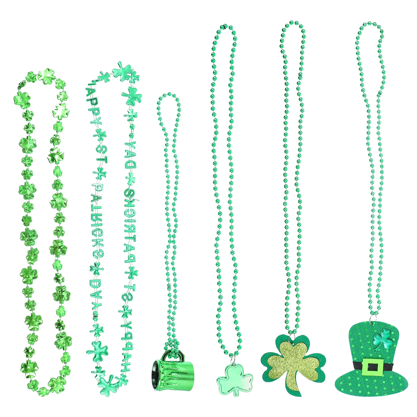 12 Pcs Shamrock Necklace Lightweight Plastic Beads Pendant for St Patrick's Day Festival Decoration Irish Party Accessories