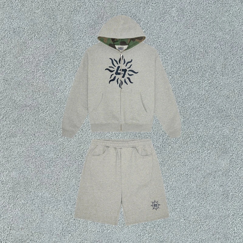 

Винтажный повседневный мужской комплект Y2K Harajuku Street Runner, хлопковая толстовка на молнии в американском стиле, хип-хоп, свободная вышитая спортивная одежда унисекс