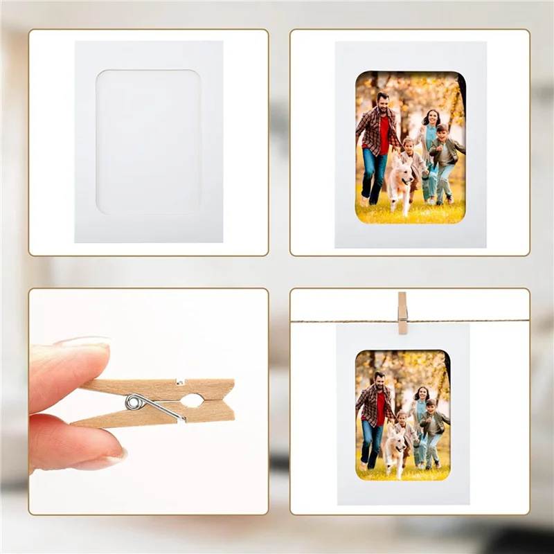 

N04R 100Pcs Paper Picture Frames For 4X6inch Paper Photo Frames,Kit DIY Cardboard Photo Hanging Display