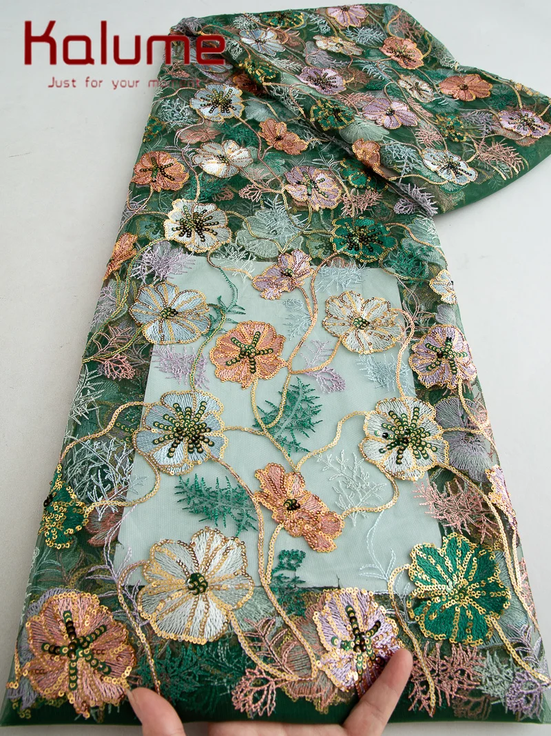 

African Lace Fabric Embroidery Nigeria French Lace Fabric With Sequin High Quality French Lace Fabric For Women Dress F4038