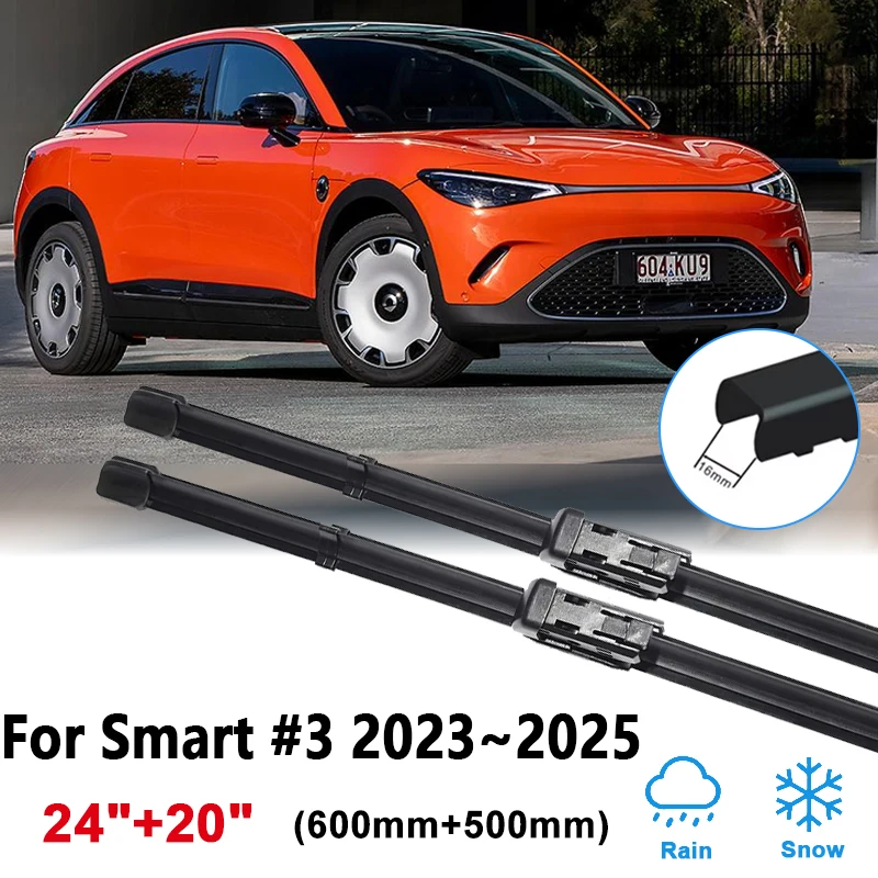

Front Rear Wiper For Smart 3 #3 2023 2024 2025 Car Windshield Front Wipers Blades Brushes Cutter Clean Auto Accessories 24"+17"