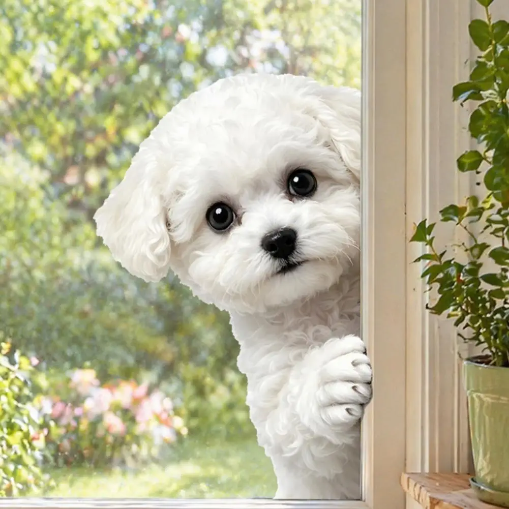 Cute Window Decals Decorative Glass Stickers for Kids Cute Peeking Window Clings Cartoon Cat Dog Glass Stickers for Kids
