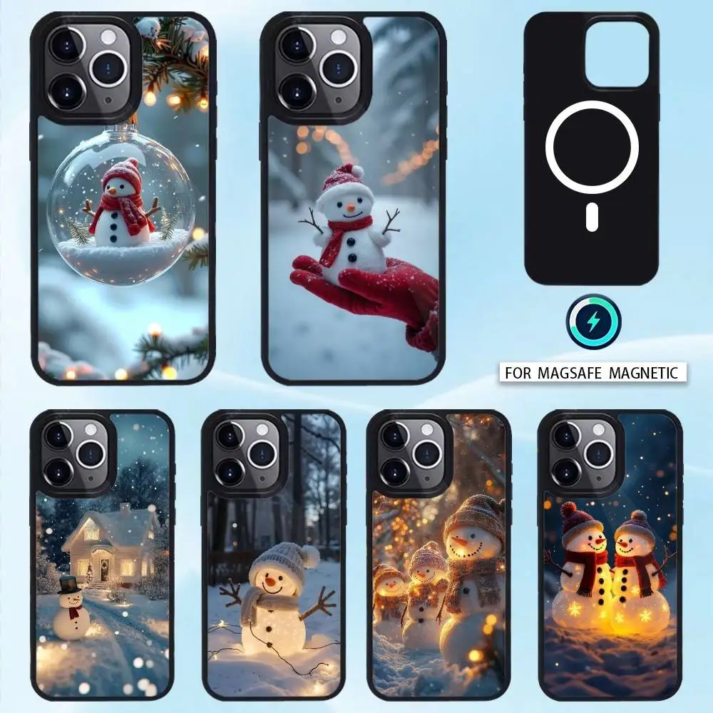 

C-Cute Christmas S-Snowman Phone Case For iPhone 16,15,14,13,12,Pro,Max For Magsafe Magnetic Wireless Charging