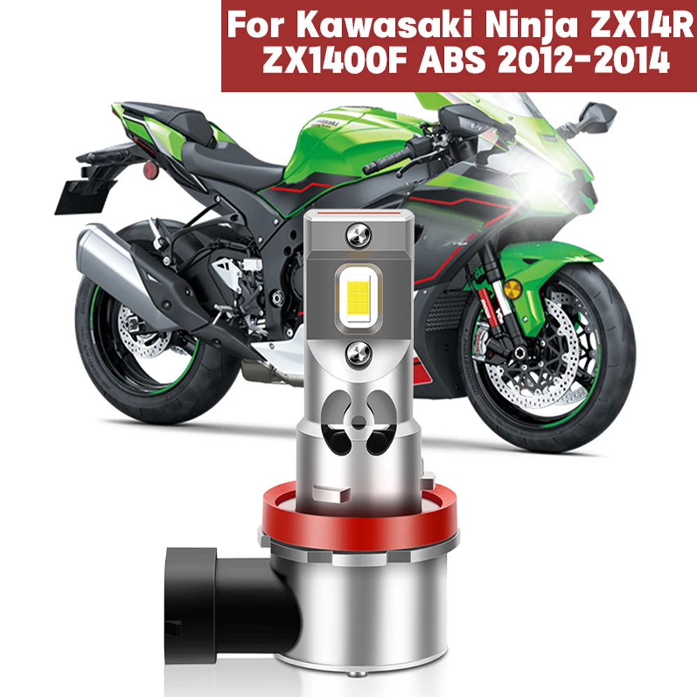 LED Bulb 15000LM Headlight Motorcycle High Low Beam 12V Plug&play Motorbike For Kawasaki Ninja ZX14R ZX1400F ABS 2012 2013 2014