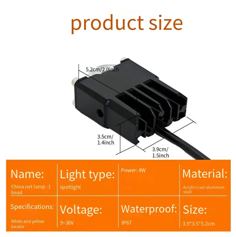 

Car Grille Hidden Spot Light Dual Lens LED Mini Laser Headlight 12V 4W 3000K 6000K