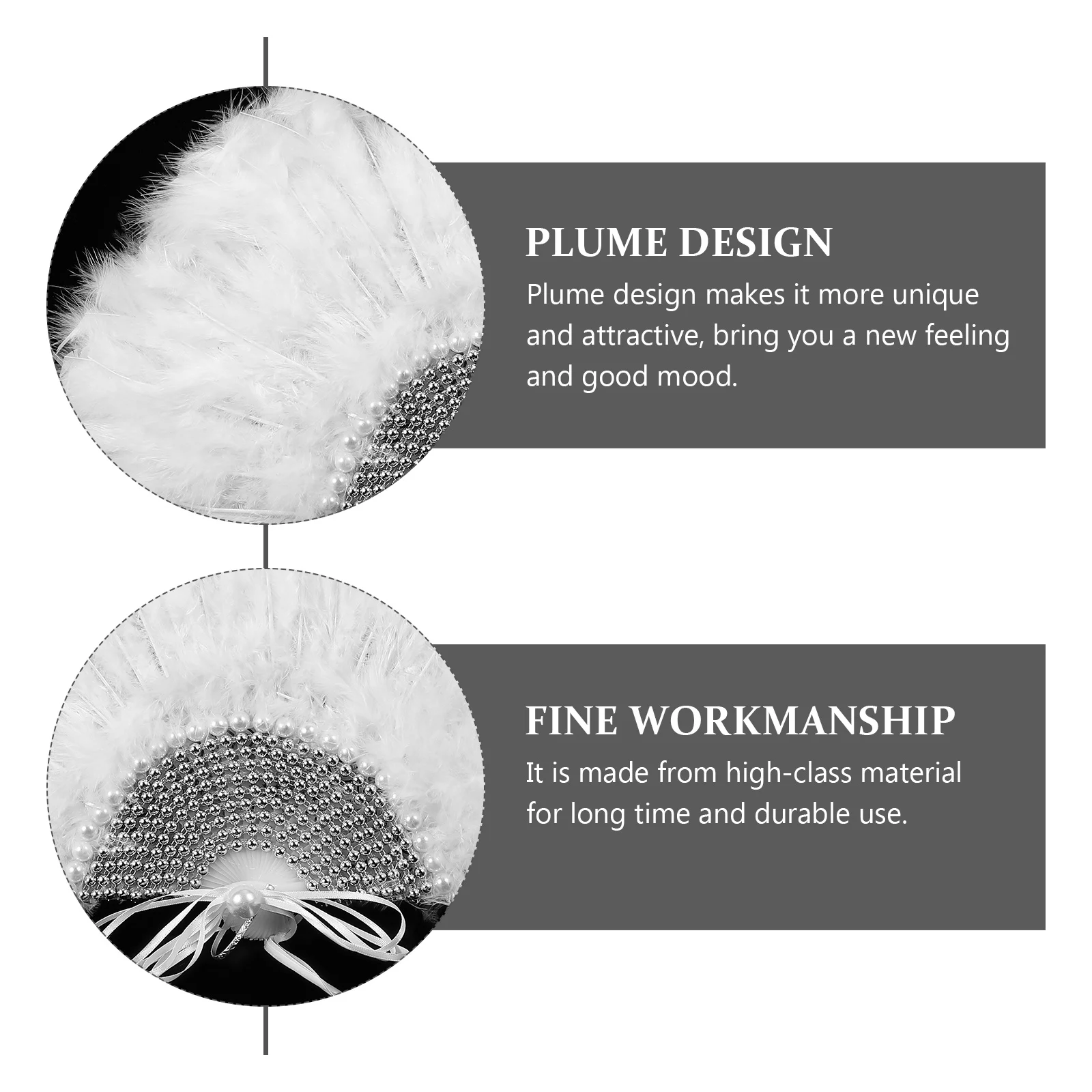 

Durable Plume Fan Bridal Handheld Stage Performance Wedding Party Photo Prop Beautiful Elegant Accessory Bridal Plume Fan