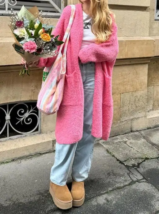 

Women's Elegant Long Sleeve Windbreaker Jacket Sweater Autumn Winter 2025 Fashionable Casual Clothing