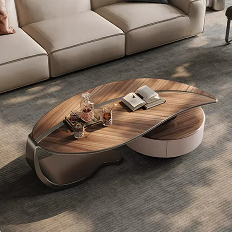 Minimalist modern designer leaf shape tea table design irregular luxury coffee Table and tv stand set for Living Room