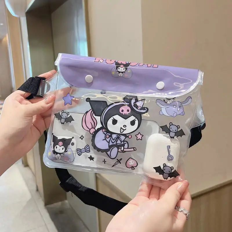 อะนิเมะกระเป๋าแม่ Sanrio สาวการ์ตูนโทรศัพท์มือถือขนาดใหญ่กระเป๋ากันน้ํา Cinnamoroll Kuromi กระเป๋าสะพายว่ายน้ําชายหาดกระเป๋า