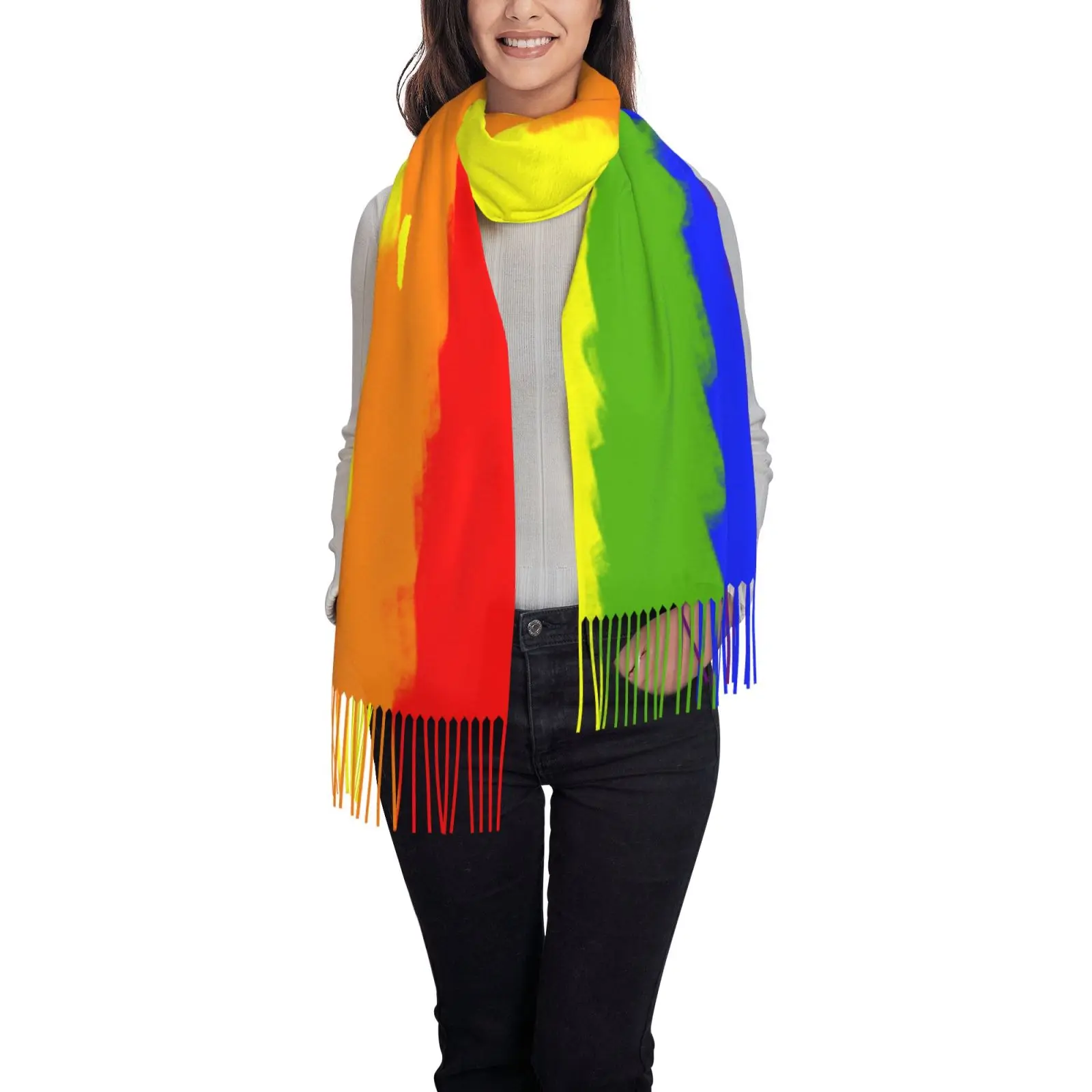 50Pcs Custom Faux Cashmere Winter Scarf Personalized Tassel Shawl Wrap Women Men Blank Fringe Scarves Bulk DIY Logo