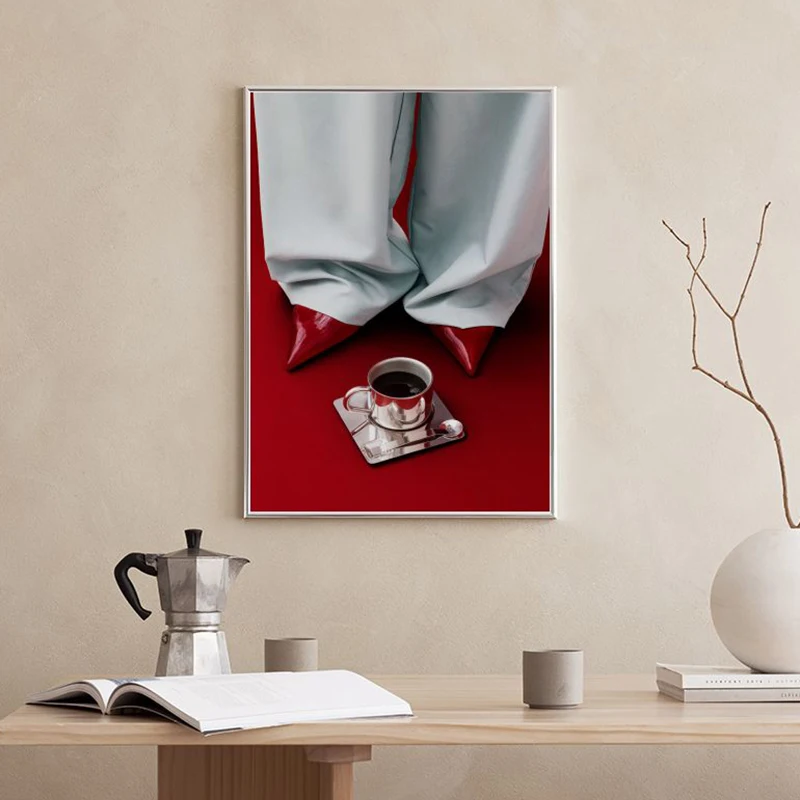 Red High Heels Cherry Decorative Print Wall Painting Quote Poster Art Canvas Painting Modern Living Room Picture Bed Bar Hallway