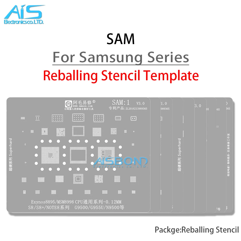 Amaoe BGA Reballing Stencil For Samsung All Galaxy series A full range Exynos Snapdragon CPU Power Charger RF IC Tin Net Repair