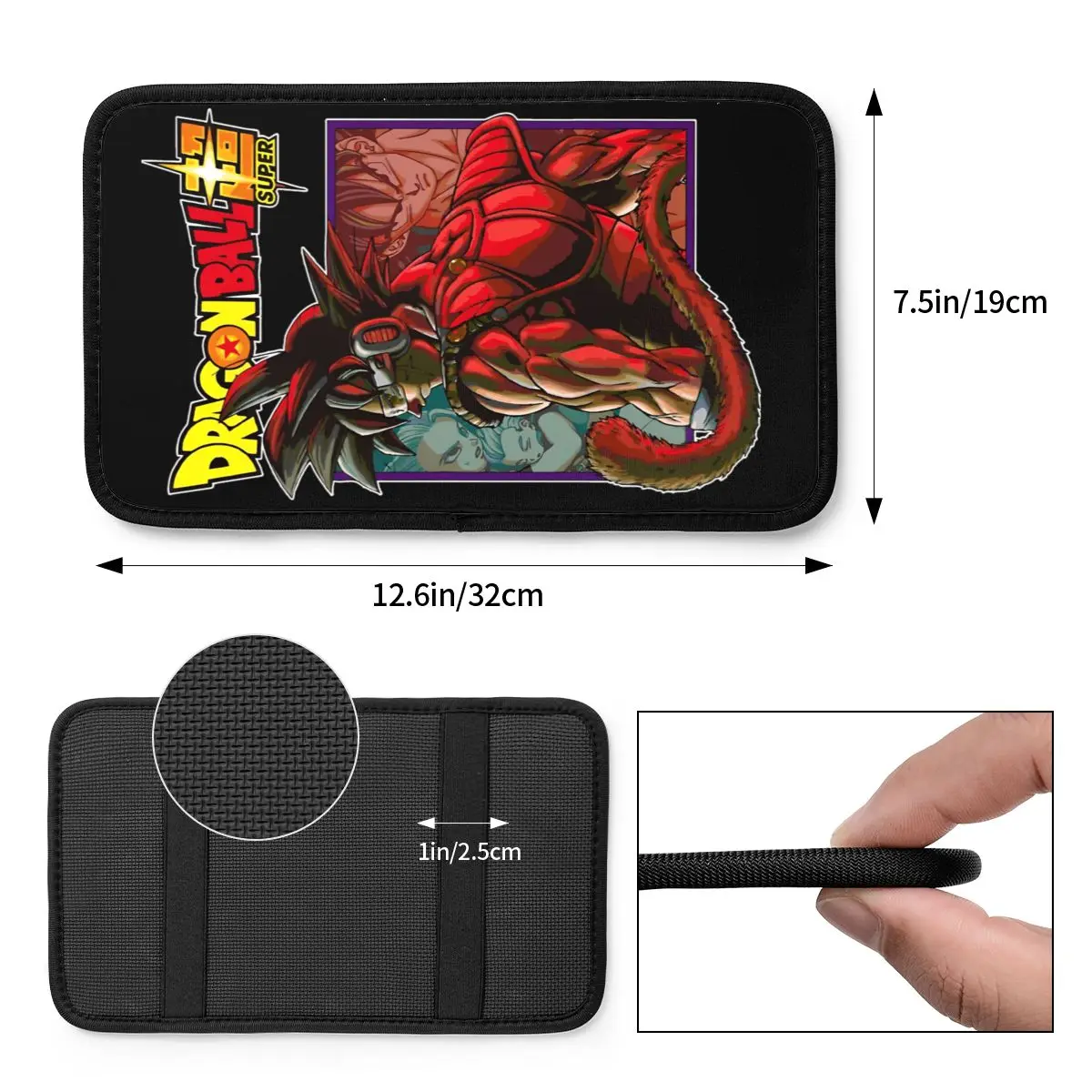 32x19cm Universal Car Armrest Cover Mat Leather Dragon Ball Z Bardock Center Handle Box Pad Cushion Auto Accessories Interior