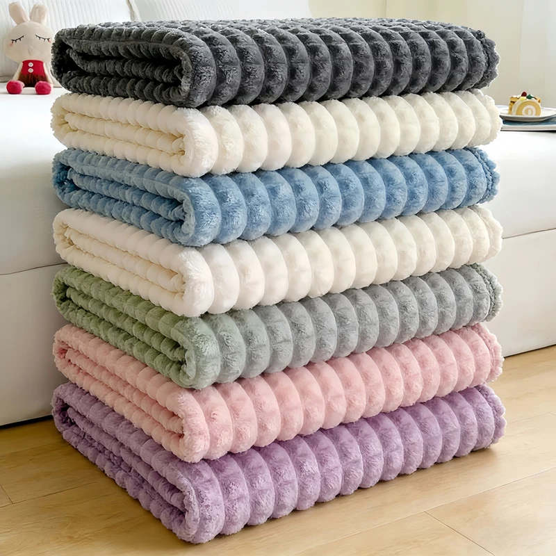 WASART Winter Warm Grid Fleece Blanket Bedspread 150x200 Super Soft Plush Throw Fuzzy Blanket Large Size for Couch Bed Home Use