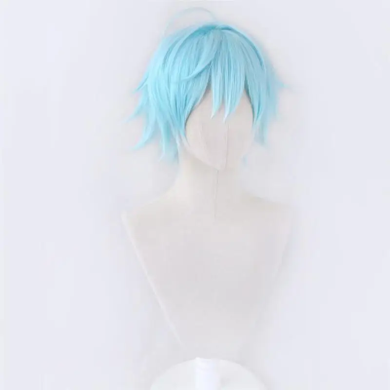 Game Genshin Impact Chongyun Cosplay Wig Ice Blue Short Hair Heat Resistant Synthetic Halloween Party Accessories Props