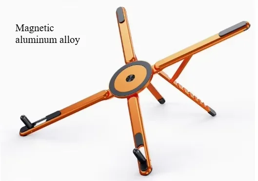 Aluminum Alloy Laptop Stand Foldable Magnetic Desk Phone Holder Portable Adjustable Selfie Stick Tripod For Phone Tablet Laptop