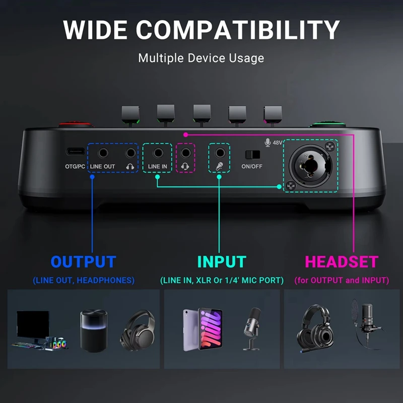 

48V X1PRO Bluetooth Audio Mixer with M8 Microphone Voice Changer for Singing Audio Card Recording Game Audio Mixer-ABLA