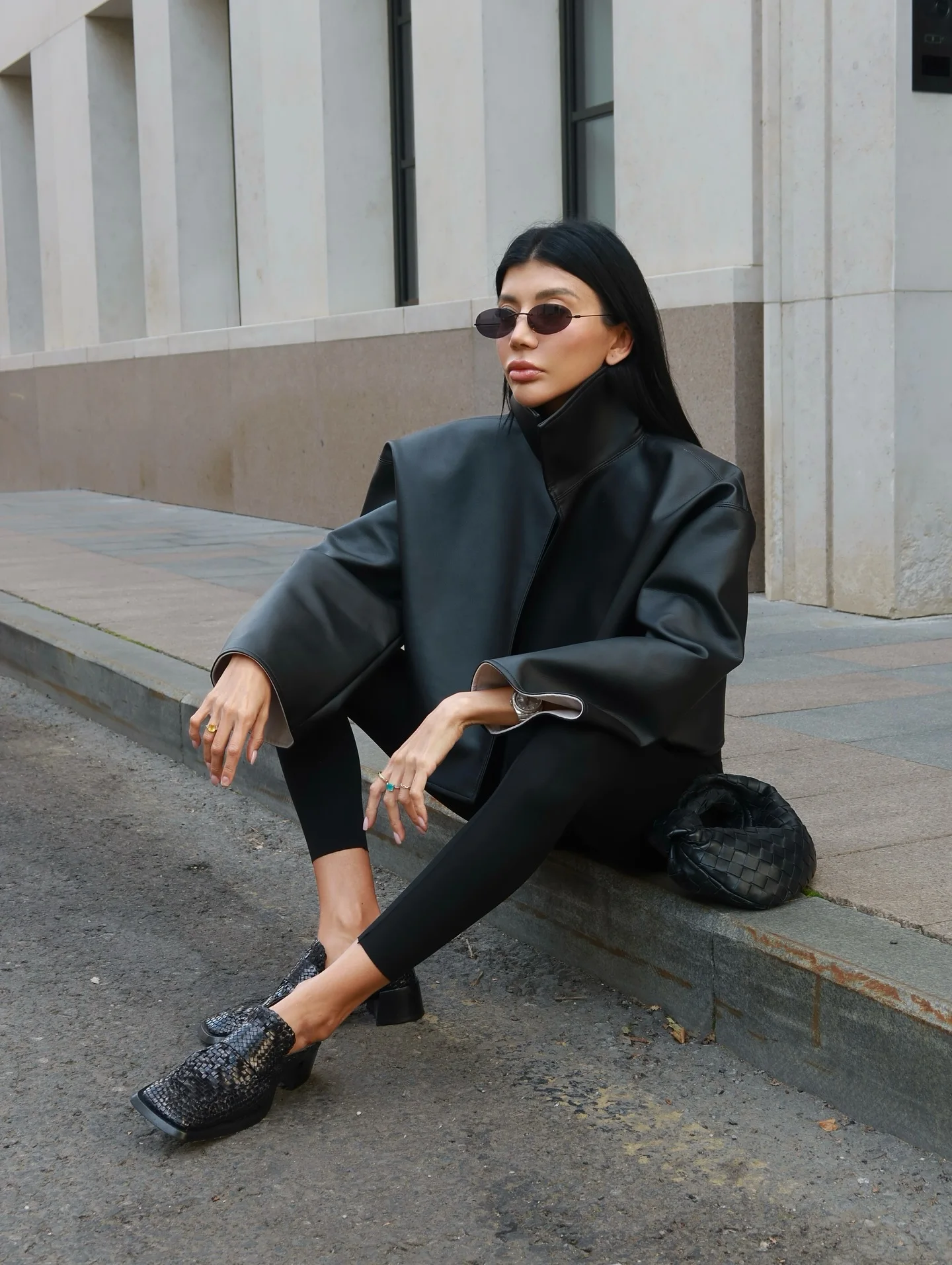 Beige Croc Leather Cropped Jacket Y2k Stand Collar Long Sleeve Wide Cuff Oversize Coat 2026 Autumn Street Daily Casual Outerwear