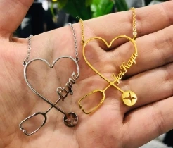 

Custom Name Heart Stethoscope Necklace
