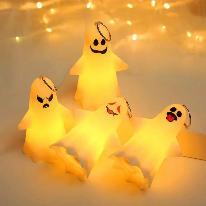 Halloween Cute Ghosts Keychain Hanging Ornament Cute Ghost Lantern Pendant Halloween Party Haunted Light Home Decor