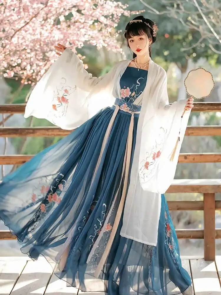 

Women Chinese Traditional Hanfu Costume Lady Han Dynasty Dress Embroidery Wei JIN Dynasty Party Show Dance Clothing