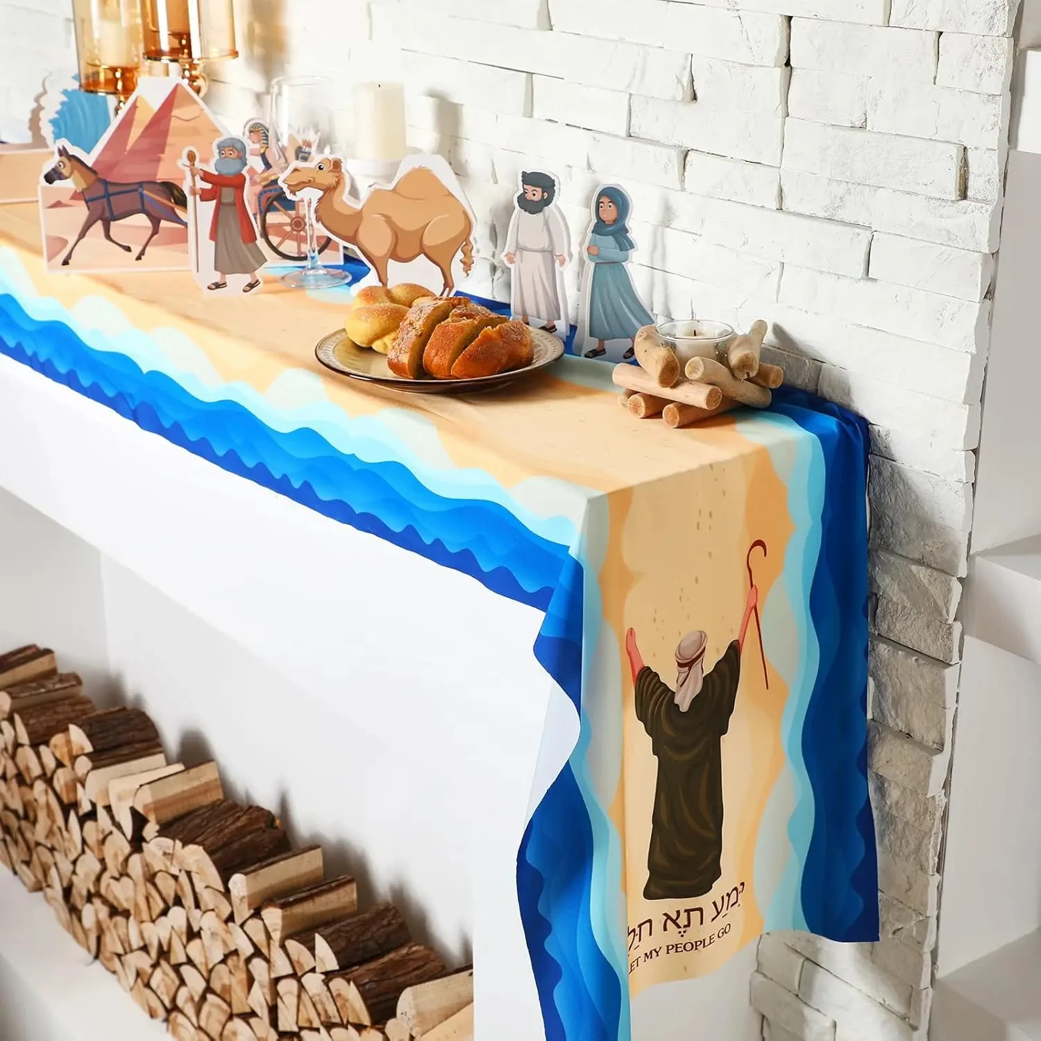 Passover Red Sea Table Runner Single Sided 2DPrint Linen Table Runner Dining Room Passover Decor Sacred Nostalgic Accessory Gift