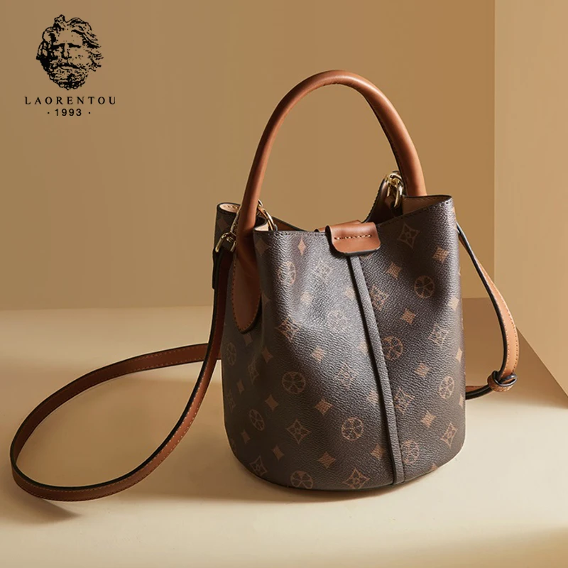 

LAORENTOU Printed Women Shoulder Bucket Bag,2025 Monogram Female Handbag Crossbody Purse Gift